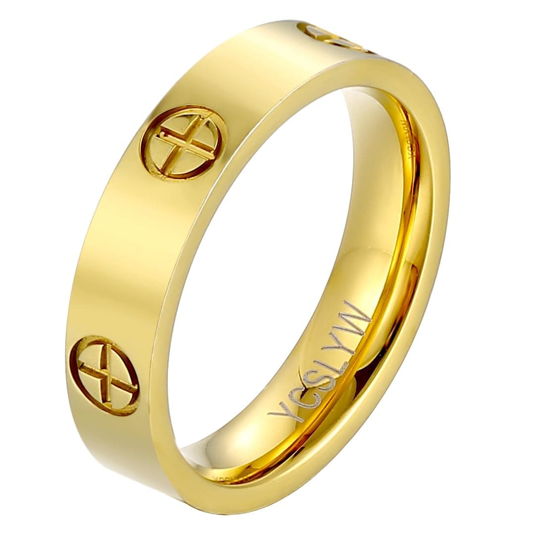 Ladies Stainless Steel Ring Love Friendship Ring Golden high polishing, low allergy Wedding Jewelry Valentine's Day Birthday Gift, 5-10