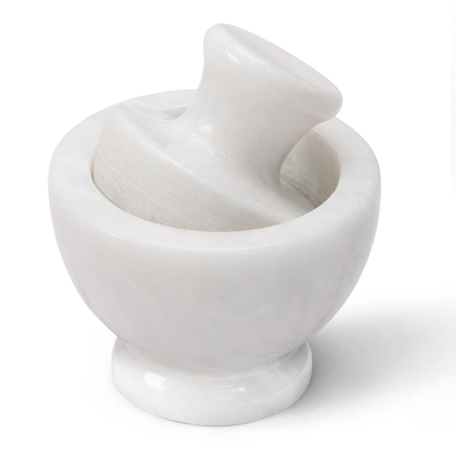 3.5” White Marble Mortar and Pestle Set – Stone Spice, Garlic & Herb Crusher Grinder for Kitchen, Ideal for Fresh Masala Grinding During Ramadan Iftar Cooking