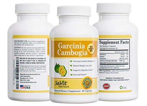 100 % Pure and Natural Garcinia Cambogia ~ 60% STANDARDIZED HCA - Recommended Dosage ~ Finest Nutrition Supplement ~ Weight Loss Formula ~ Natural Weight Loss Supplement ~ Premium Quality and Highest Grade Weight Loss Formula for Women and Men ~ Fat Burner ~ Appetite Suppressant ~ Hunger Buster ~ Energy Booster ~ Improves Serotonin Levels and Mood Safely ~ SaVit Nutrition Guaranteed Results