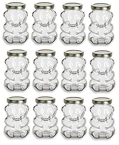 9 oz Glass Honey Bear Jars with Gold Lids 12-Pack for Honey, Candles and other Crafts