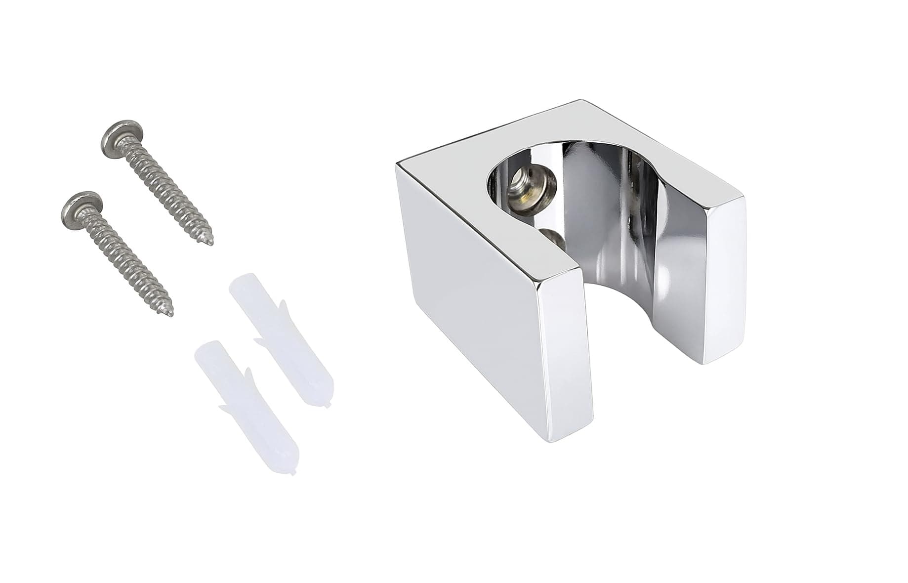 MHS Universal Health Faucet High Grade Aluminium Chrome Plated Wall Hook Stand Holder with Screw and Wall Plug (Silver)