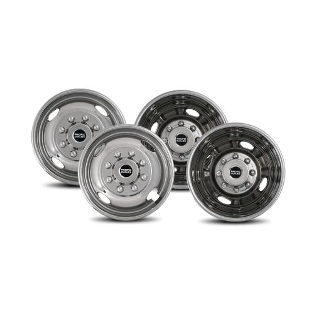 Pacific Dualies 43-1608 Polished 17 Inch 8 Lug Stainless Steel Wheel Simulator Kit for 2005-2025 Ford F350 Truck
