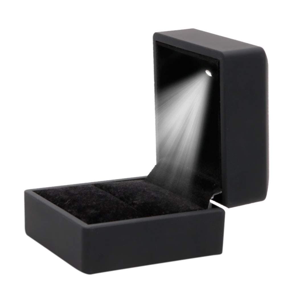 joizo 1PC High-end Velvet Ring Box Creative Lighting Jewelry Box Jewelry Display Box Storage Box For Wedding Jewelry Gift Decoration (Black)