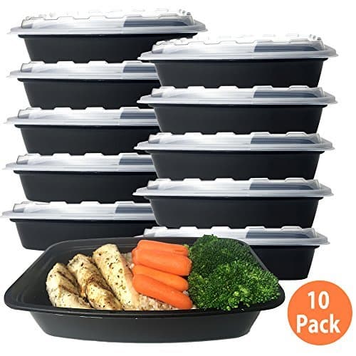 Meal Prep Containers - 28 Oz Stackable Plastic Microwavable Dishwasher Safe and Reusable (10)