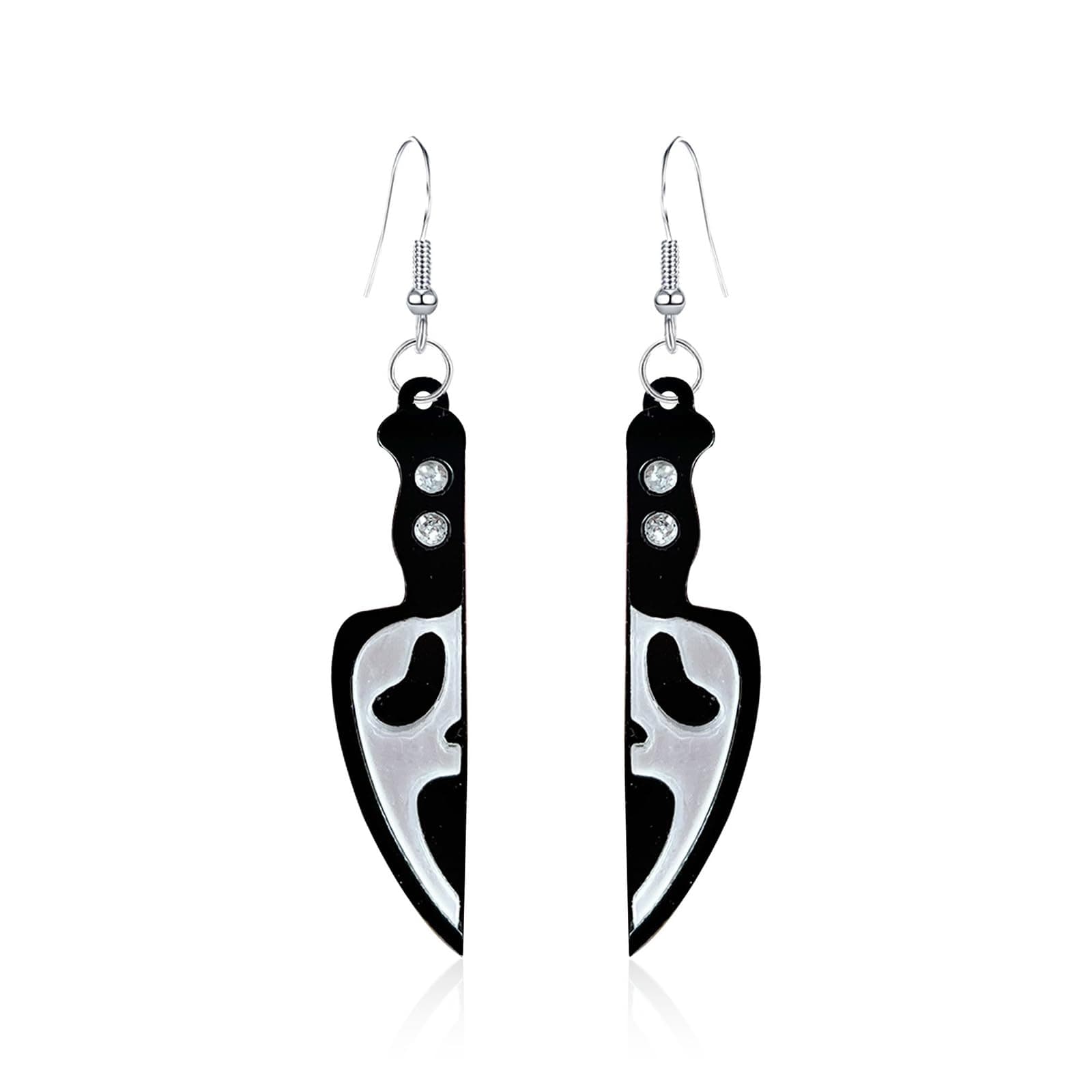 Halloween Earrings for Women Spooky Quirky Earrings Halloween Ghost Face Knife Earrings Halloween Skeleton kull Head Earrings Acrylic Ghost Earrings Halloween Party Jewelry
