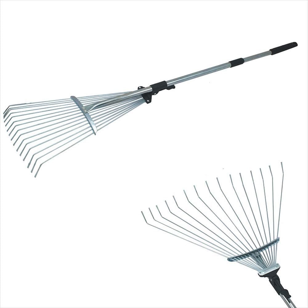 Megaprom Telescopic Leaf Rake with Handle | Fan Rake | Garden Rake | Garden Broom | Leaf Rake - 80 - 165 cm Adjustable