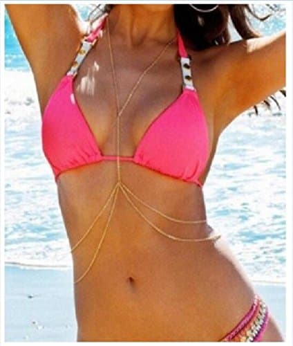 Jovana Simple Gold Bikini Beach Crossover Harness Waist Belt Belly Body Chain