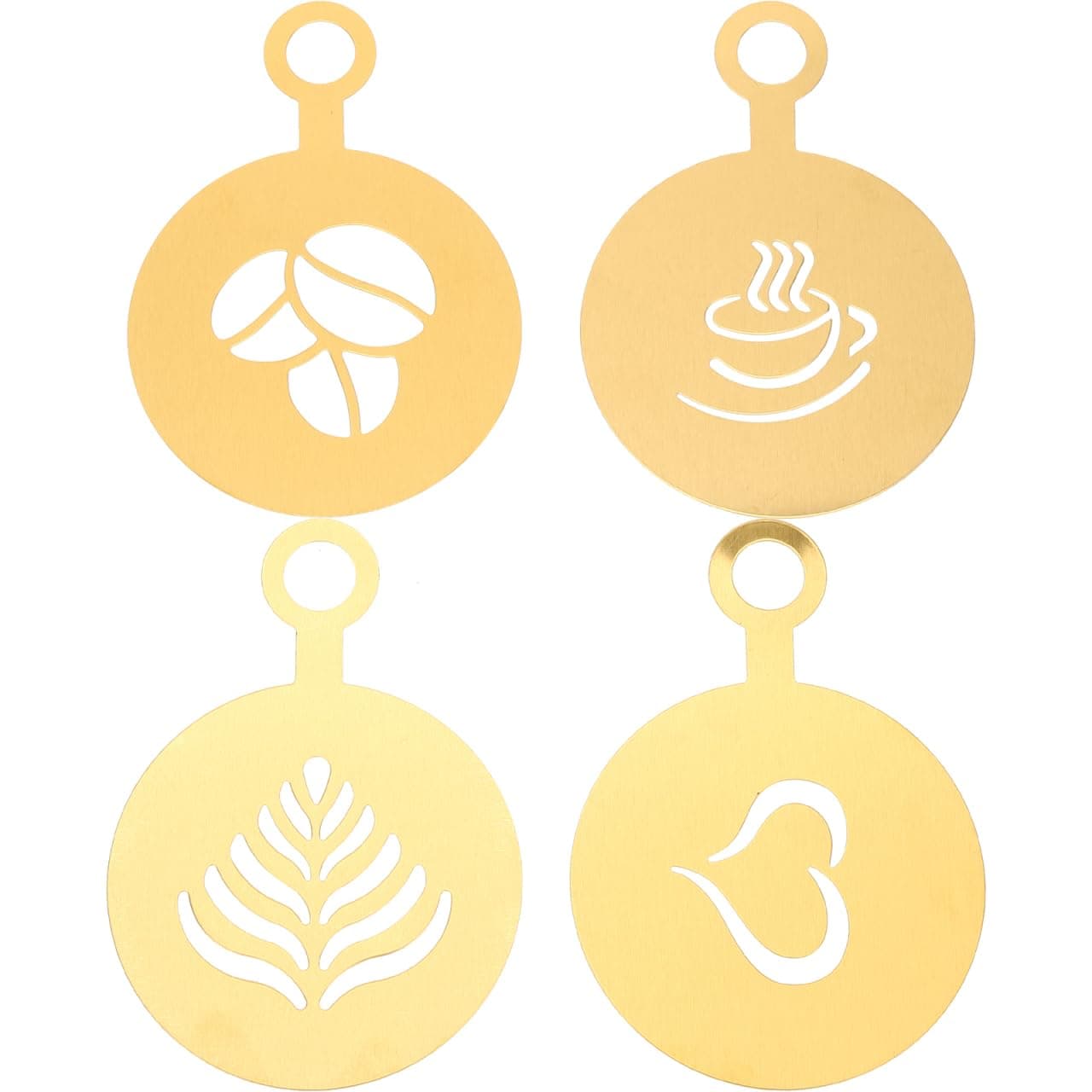 Coffee Latte Art Stencils 4 Pcs Metal Coffee Stencils for Cappuccino Chocolate Decoration Milk Foams Templates Heart Flower Mold 4.72X3.34In