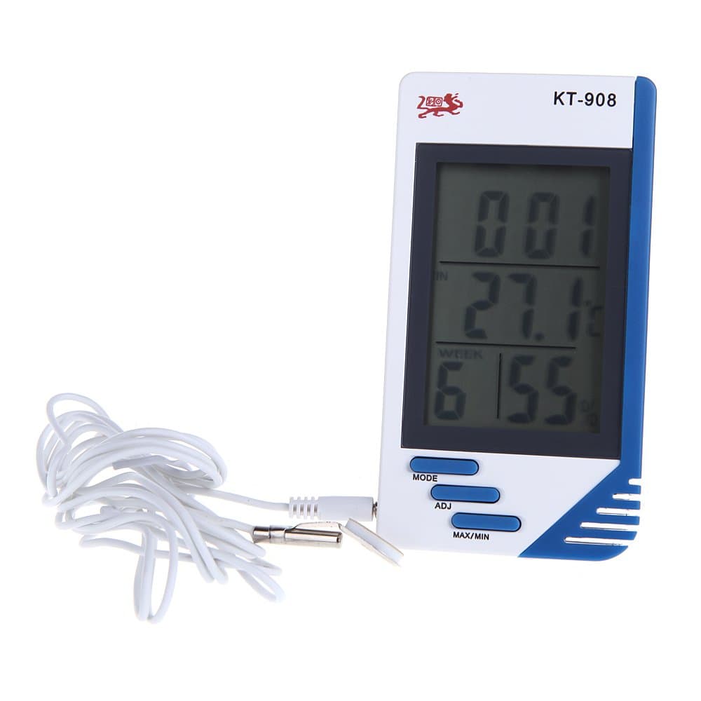 KT-908 Digital Temperature Humidity Tester Thermometer Clock Hygrometer °C/°F temperature unit selectable