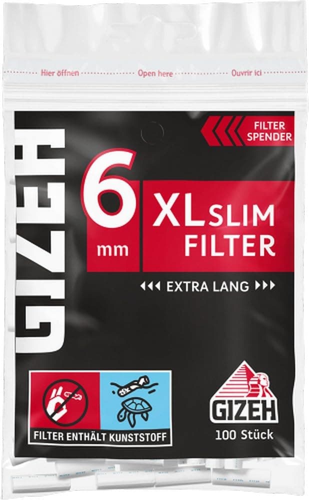 Gizeh 415925015 20 Bags x 100 Filters white XL Slim Filter Diameter 6 mm Length 19 mm