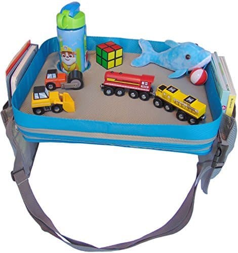 Kids Travel Tray - Car Seat Lap Tray for Children & Toddlers - Perfect Activity Snack & Play Tray for Short Road Trips or Long Journeys - blue