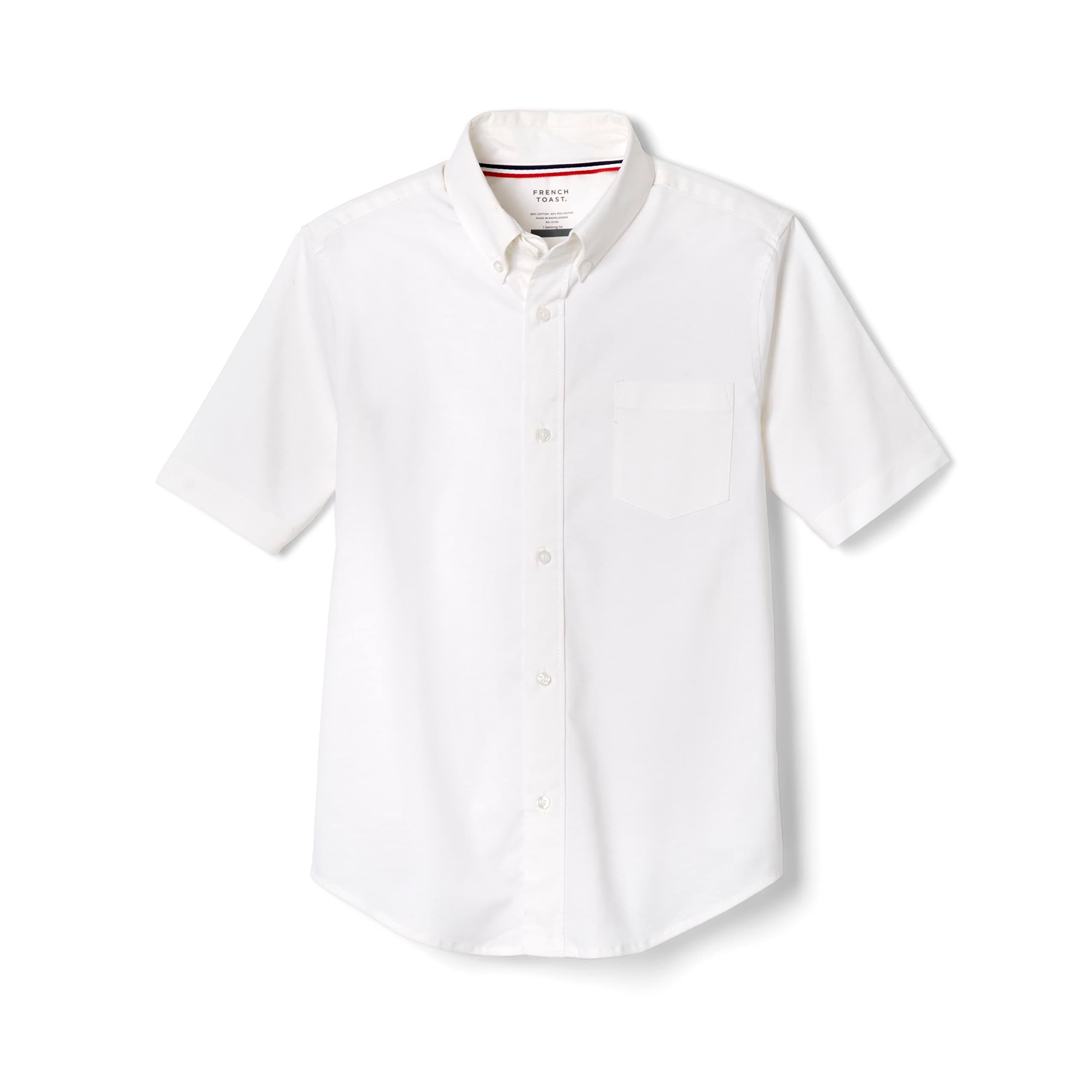 Boys' Short Sleeve Oxford Dress Shirt (Standard & Husky), White, 8