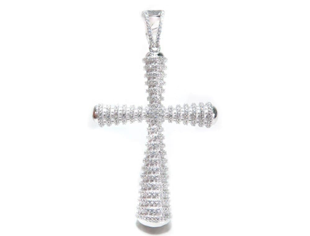 Sterling Silver Men's Cross Charm (67 mm, 40 mm, 17.00 Grams)