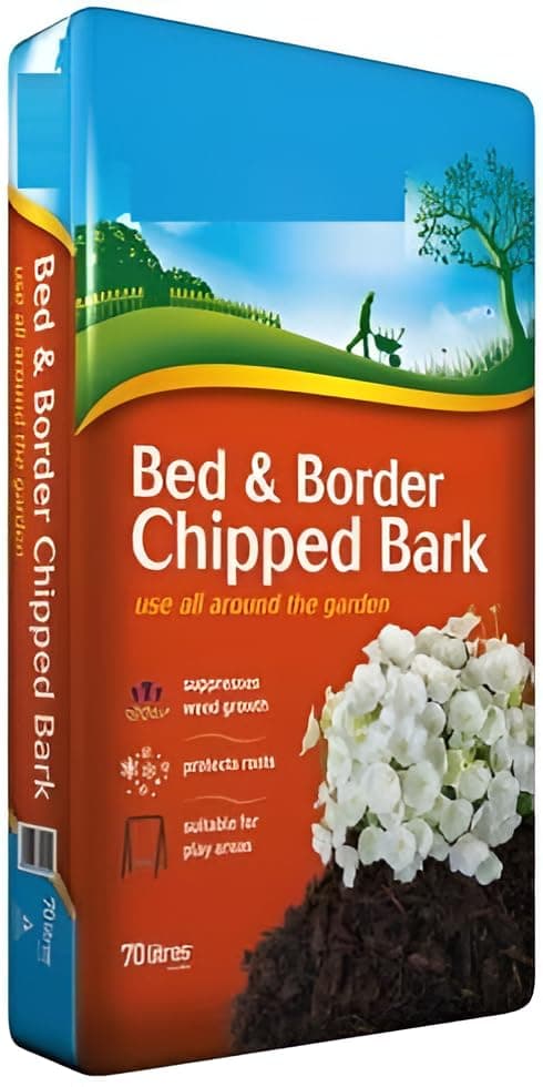 Indigo® Garden Bed & Border Chipped Bark – 70L Bag – Premium Mulch for Landscaping & Gardening – Weed Suppressant, Moisture Retention, Decorative Finish