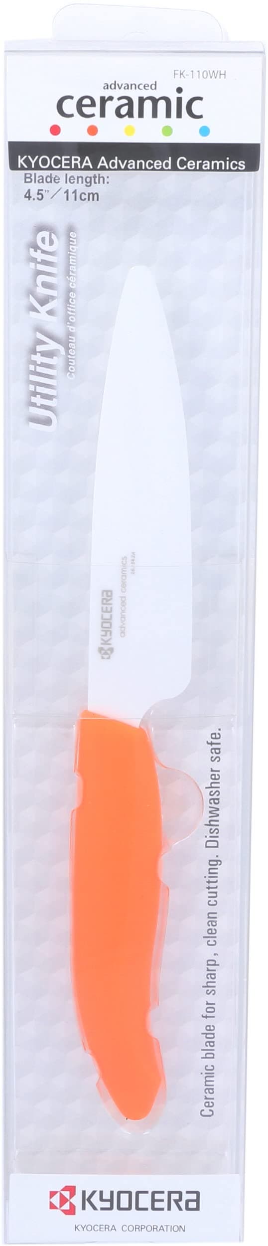 Ceramic Revolution 4.5-inch Utility Knife, Orange Handle, White Blade