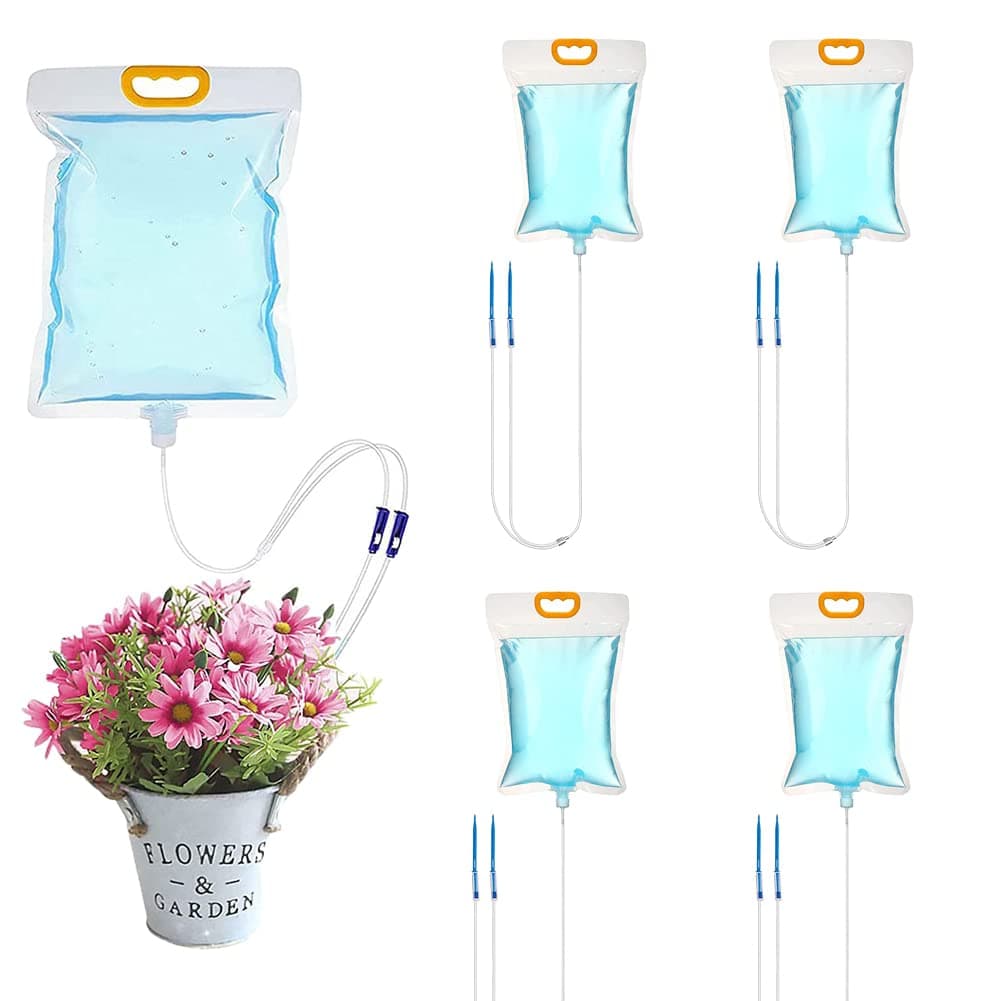 5Pcs Plant Drip Irrigation Kit, 3.5L Plant Self Watering Devices Plant Watering Self Automatic Device with Adjustable Valve Switch, Automatic Watering System, for Indoor Outdoor Garden