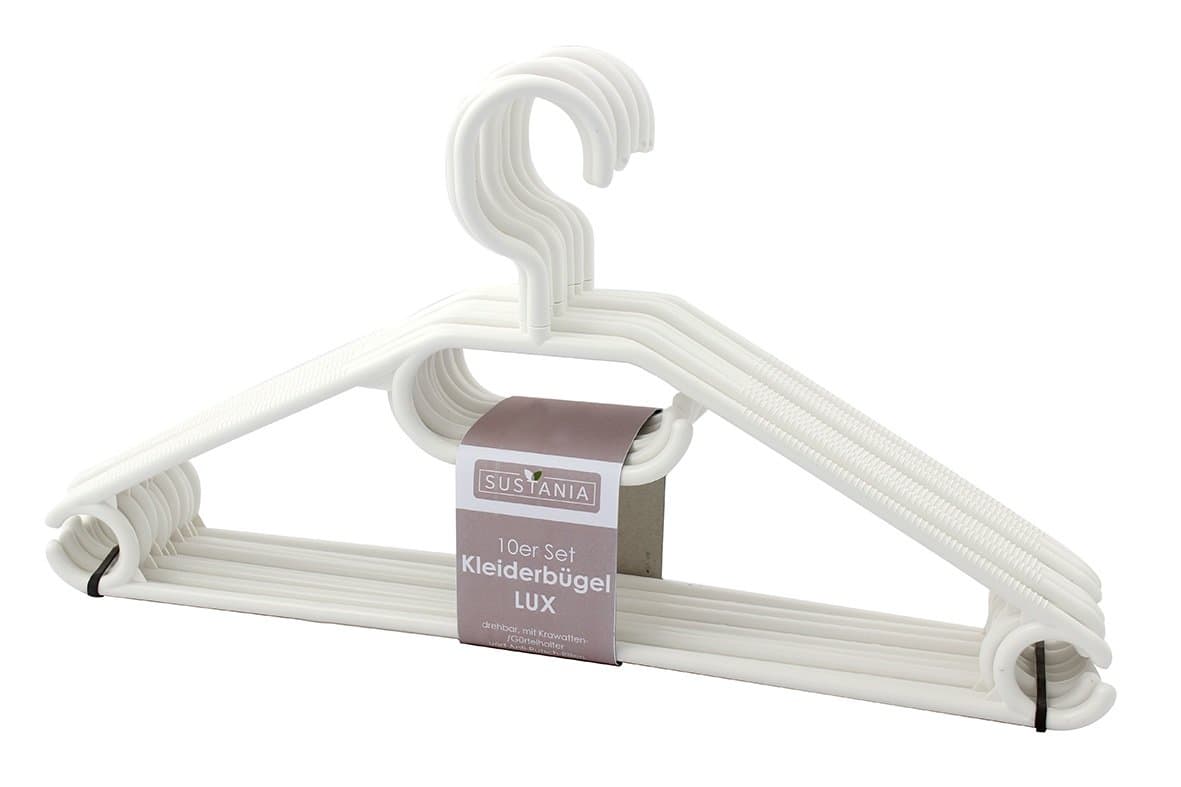 Coat Hangers KleBü 20 Pieces by 4smile.Shop – Made in Germany ǀ Non-Slip Clothes Hangers Made of Sturdy Plastic ǀ Colour: White