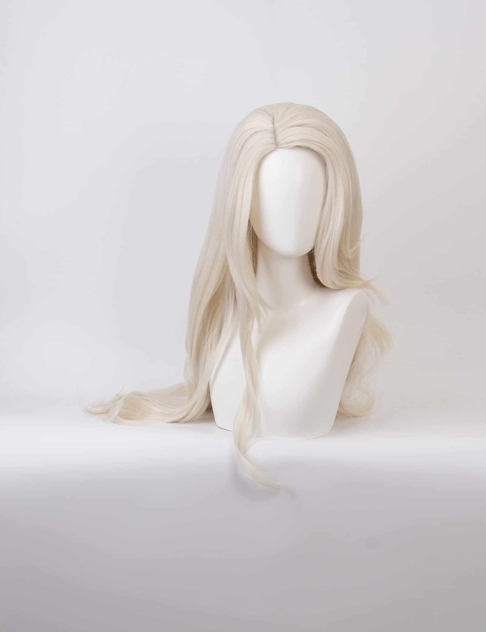 Anime Cosplay Wigs Womens Long Wavy Beige Princess Wig Halloween Costume Party Synthetic Wigs