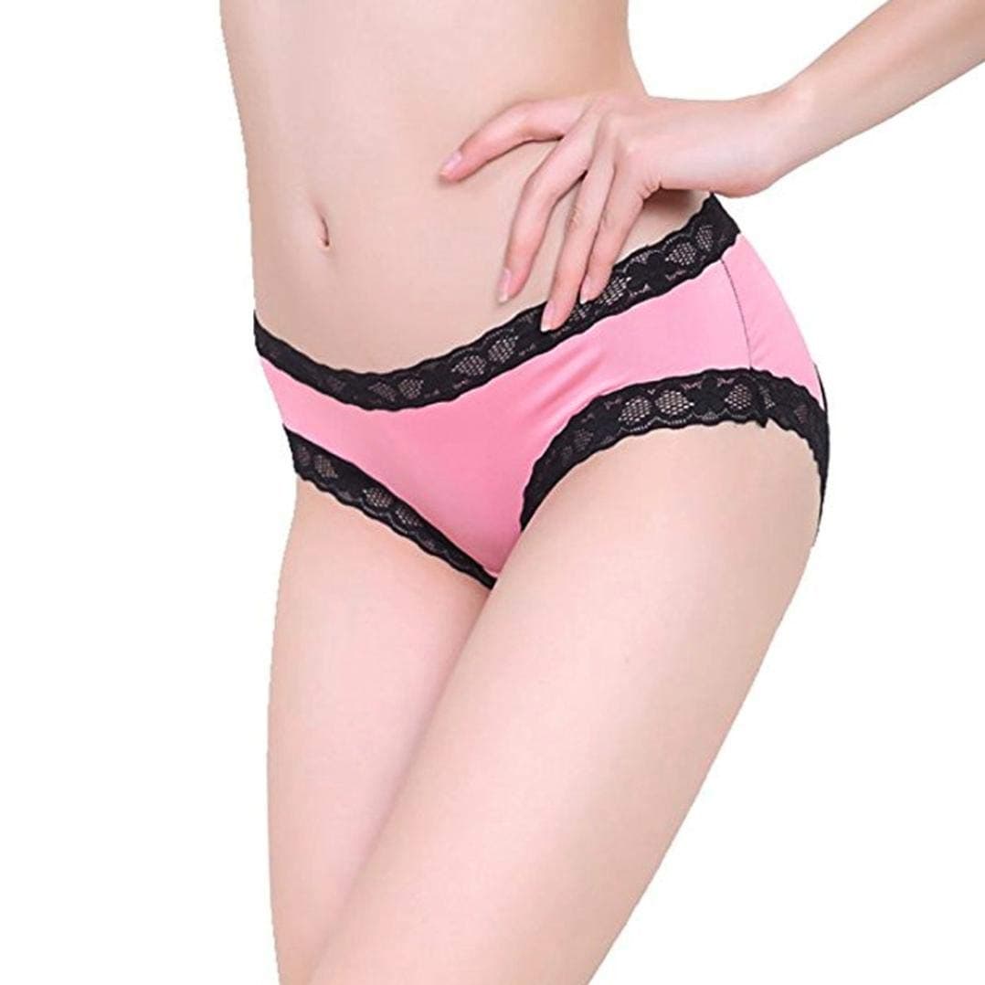 Sexy Crotchless Knickers Bowknot Lace Panties Lingerie Underwear Seduction Underpants for Women(Pink,S)