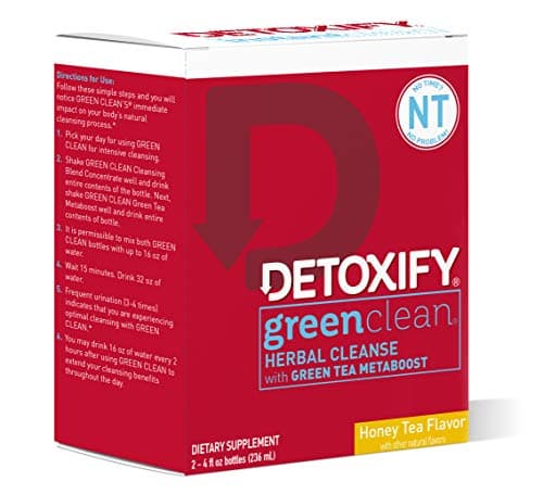 Detoxify - Green Clean Herbal Cleanse - Honey Tea Flavor - (2) x 4 oz Bottles - Professionally Formulated Professionally Herbal Detox Drink - Enhanced with Burdock Root Extract & Green Tea Metaboost
