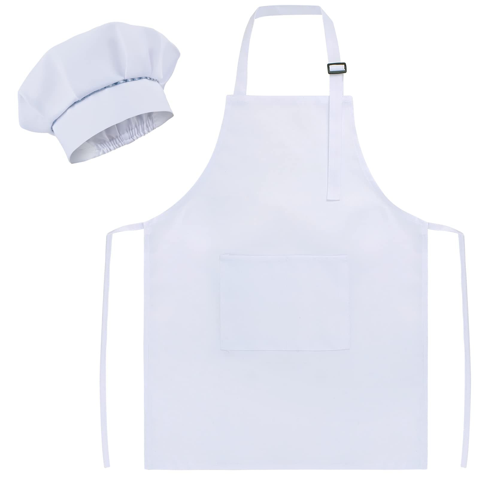 SUNLAND Kids Apron and Hat Set Children Chef Apron for Cooking Baking Painting