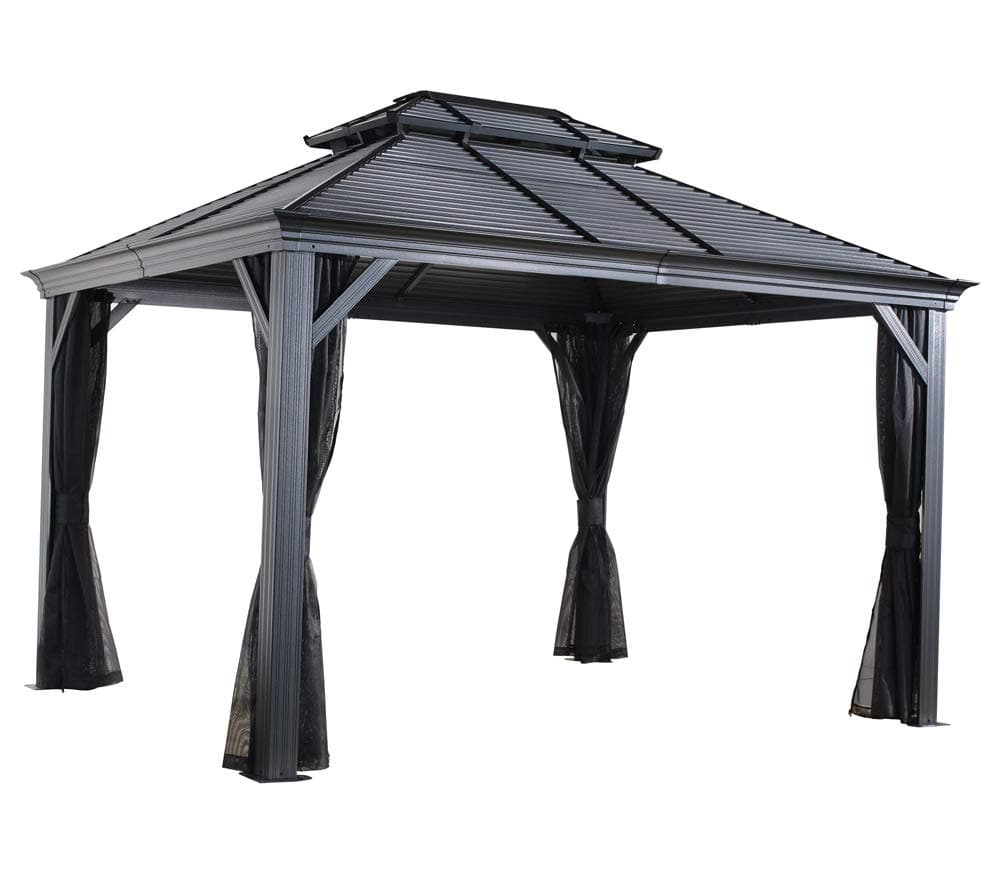 Outdoor 12' x 16' Mykonos Double Roof Hardtop Gazebo Outdoor Sun Shelter