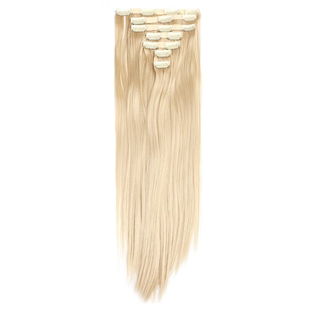 Nefertiti Straight 3/4 Full Head Clip in Synthetic Hair Extensions Weft 24 inch(Color 24/613)