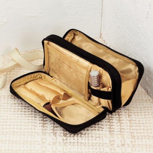 Aura Serum Gold Multi Pouch Cosmetic Bag Black and Gold by Eltrad