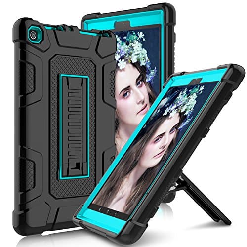 Elegant Choise Compatible With All-New Amazon Fire HD 8 2018 Case, Fire 8 2017 Case With Stand, Heavy Duty [Shockproof] Armor Rugged Defender Full Body Protective Case for Amazon Kindle Fire 8 2017 Release(Blue)