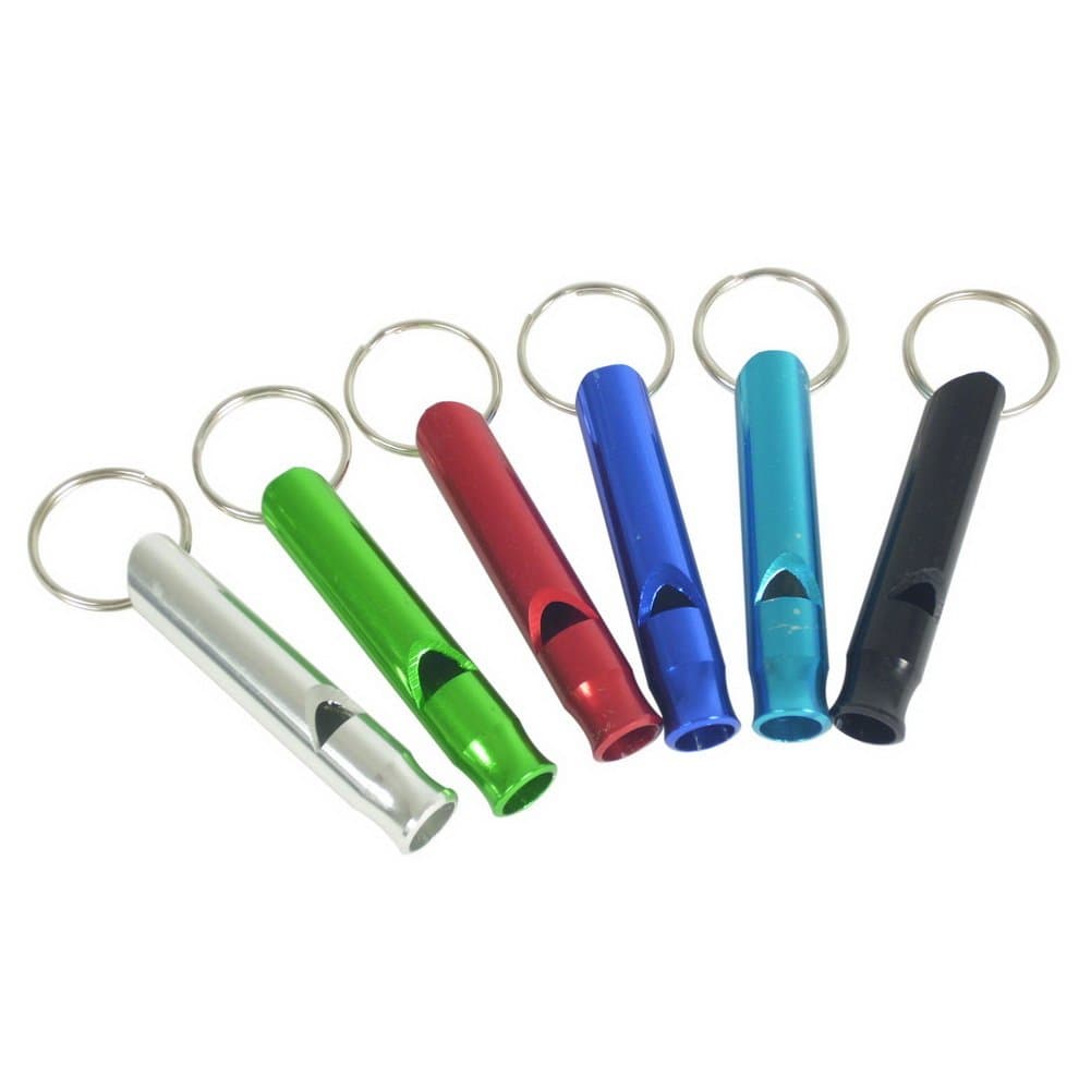 6PC Water&Wood Emergency Hiking Camping Survival Aluminum Whistle Key Chain (Colors Sent randomly)