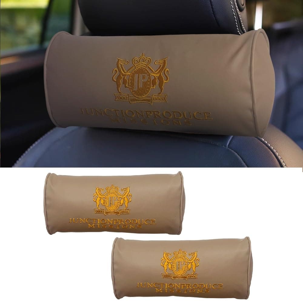 GenericJP JUNCTION PRODUCE VIP Beige Leather Car Neck Pillow Headrest 2PCS