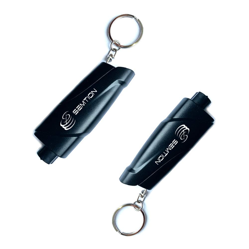 SEMTION Window Breaker Seatbelt Cutter Glass Breaker Keychain Car Emergency Escape Tool for Land and Underwater, Pack of 2 (Black-Black)