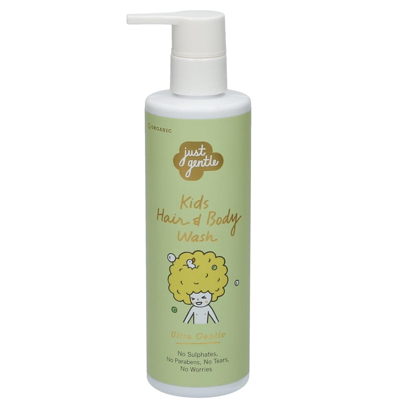 Just Gentle Kids Hair and Body Wash Ultra Gentle - 99% Natural Ingredients, Tear-Free, Nourishing Coconut Oil & Pear-Berry Scent, 200ml
