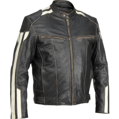 River Road Roadster Men's Vintage Leather Cruiser Motorcycle Jacket - Black / Size 44