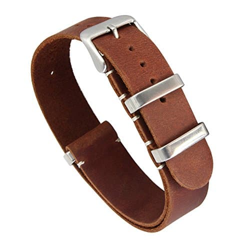 Zeit Diktator Leather Watch Band NATO 20mm 22mm Universal Leather Watch Strap Men Women Watch Band with Irregular Gradient Color (20mm, Brown)