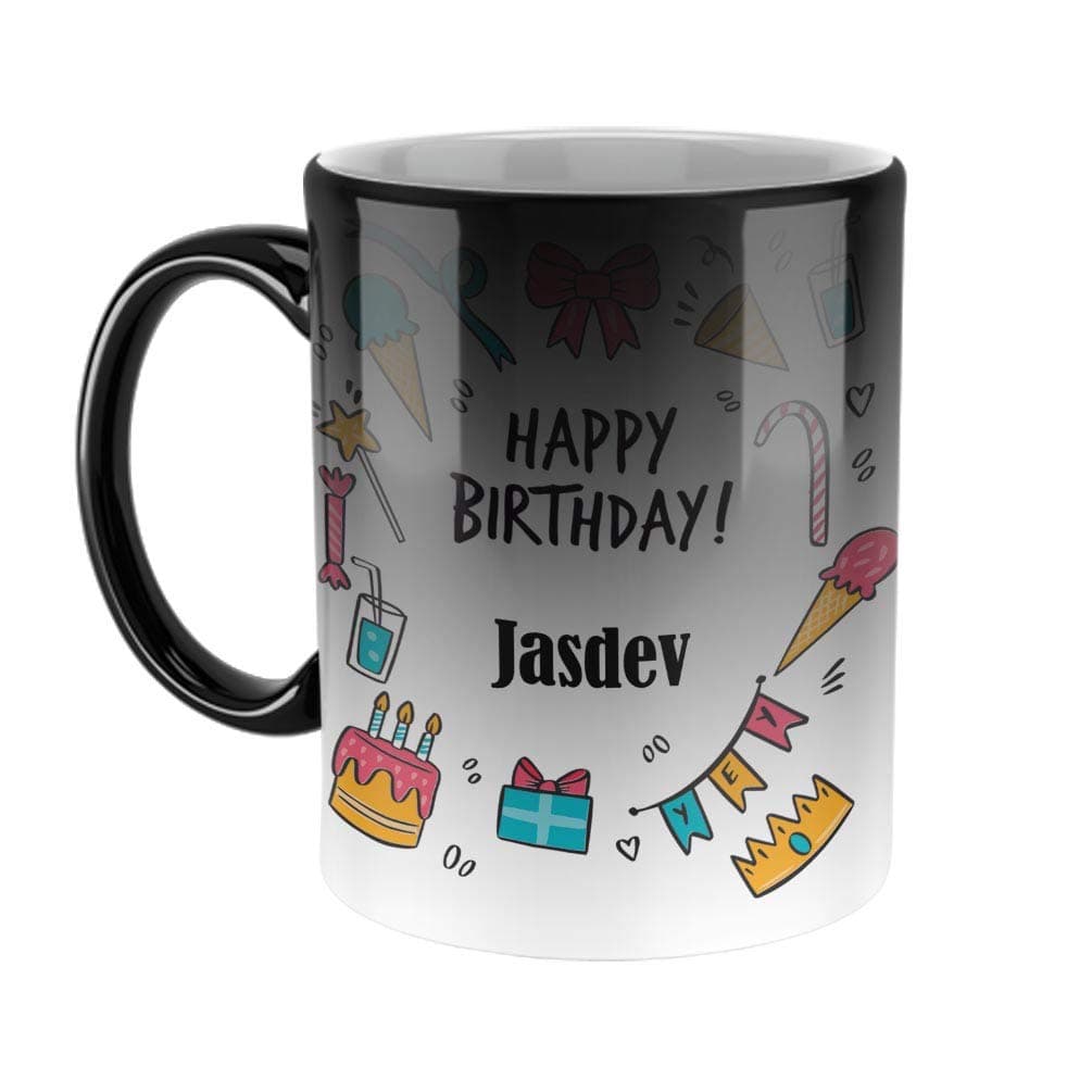 FurnishFantasy Ceramic Coffee Mug - Best Gift for Happy Birthday Mug - Color Changing Magic Mug, Name - Jasdev