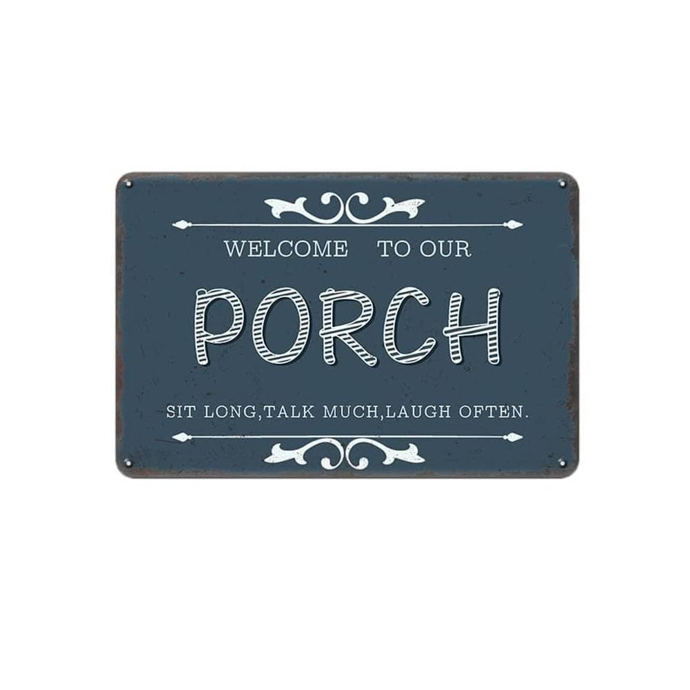 YOYI ART Welcome to Our Porch Sign - Welcome Patio Porch Signs Outdoor, Vintage Tin Signs for Front Door, Home, Farmhouse, Garden, Patio and Yard Decor Art Accessories, 12 x 8 inch