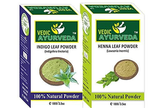VEDICAYURVEDA100% Organic Indigo Powder and Henna Powder, Combo Pack (200 Gm)