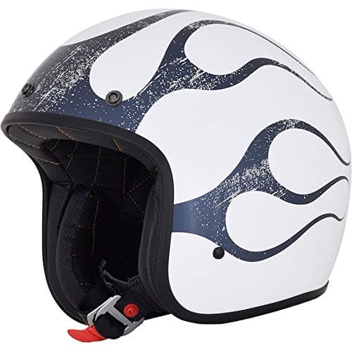 GZMJet Helmet AFX FX-76 Flame White White Blue Approved ECE DOT Motorcycle Biker Vintage Size S