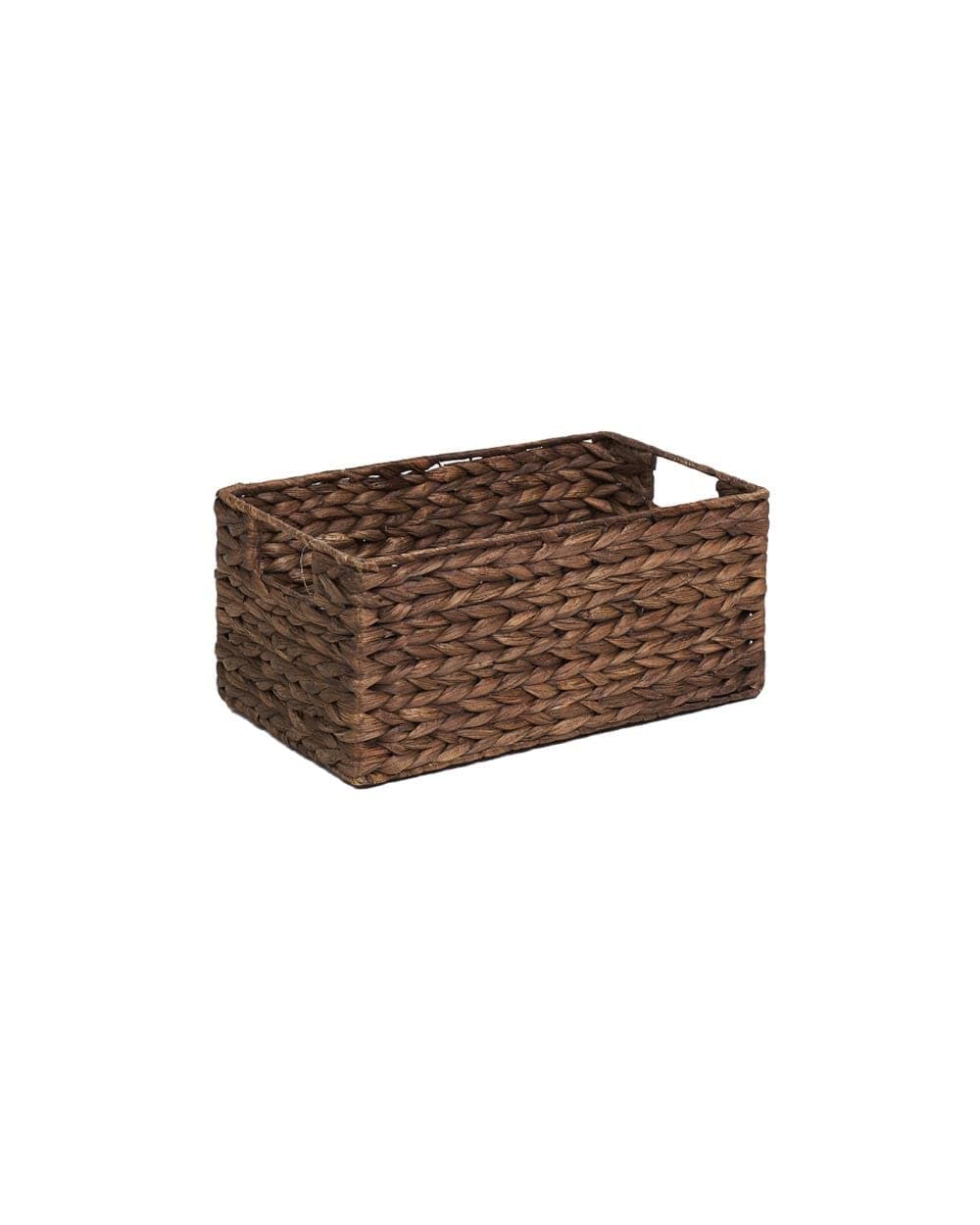 Homesmiths Small Water Hyacinth Storage Basket with Handle Brown 33.6 x 23 x 15 cm