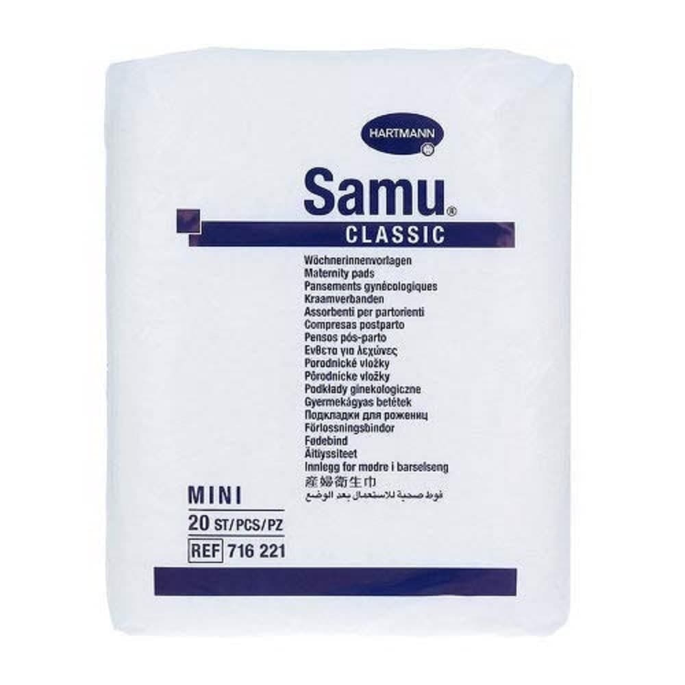 Samu Classic Mini - Soft Pregnancy Templates for Reliable Postpartum Protection, Skin-Friendly and Quick Absorbent, Without Film, 1 x Pack of 20