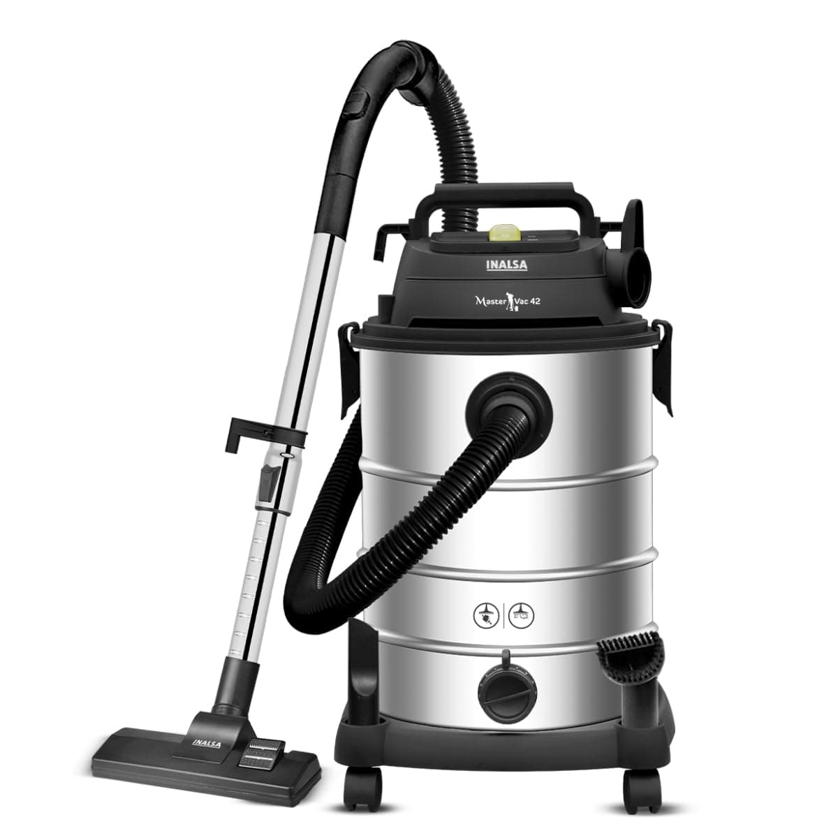 INALSA Wet and Dry Vacuum Cleaner with Blower Function|1700 W & 42 LTR Capacity|28 kPa Suction|2 Yr Warranty|HEPA Filter|House Cleaning Machine,Industrial Vacuum Cleaner Heavy Duty(MasterVac 42)