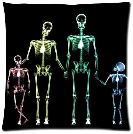 Human skeleton series skeleton Human Skeletal System X-ray Decorative Pillow Cases Cover Pattern Design Zippered Pillow Cases Standard Size Inch 18x18 (one side)