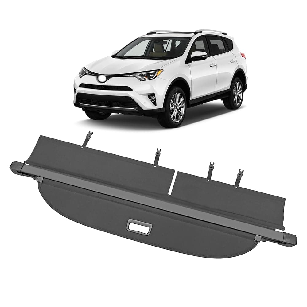 Vesul Black Tonneau Cover Retractable Rear Trunk Cargo Luggage Security Shade Cover Shield for Toyota RAV4 2013 2014 2015 2016