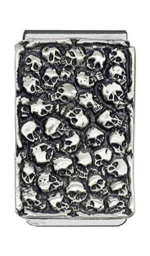 PCMJETSkull Heads' Pewter Panel Silver Tone Money Clip