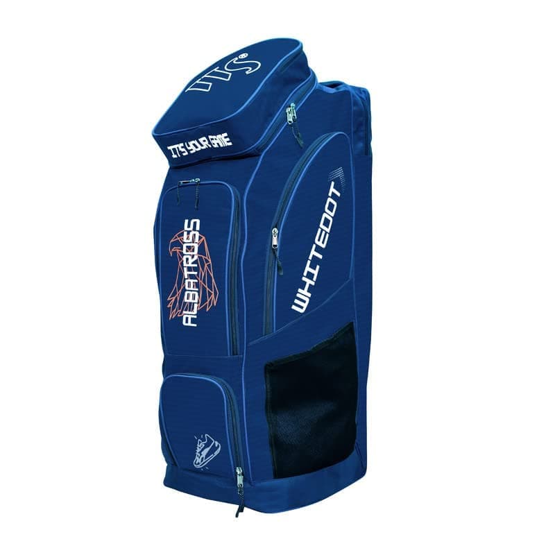 WHITEDOT SPORTS Albatross Duffle Wheelie Polyester Cricket Kitbag, Navy Blue, Large
