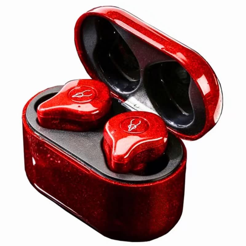 Sabbat E12 Marble Series 2025 New Ultra Noise Cancelling Wireless Earbuds Blutooth 5.2 HIFI Stereo In-Ear headphones with Built-in Mic,Wireless Charging Case suitable for IOS, Android(Neon red)