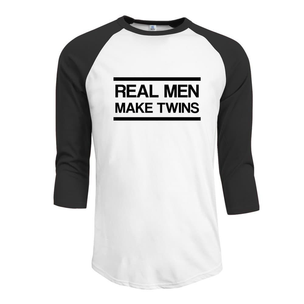 Boy Real Man Make Twins 3/4 Contrast Raglan Sleeve Baseball T Shirt
