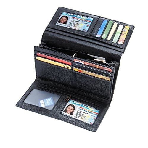 Trifold Leather Women’s Wallet By ActyKit: Luxurious RFID Protected Money Purse With Multiple Card And ID Holders And Zip Closure – Leather Travel Lady Clutch With Safe, Anti-Theft Shield