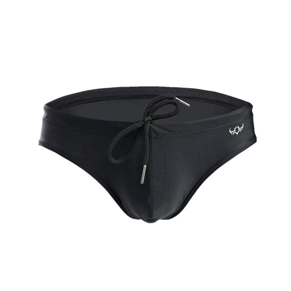 ActioNow Mens Fashion Swimming Briefs Low-Rise Pure Color Bikini Swimwear Trunks with Front Tie